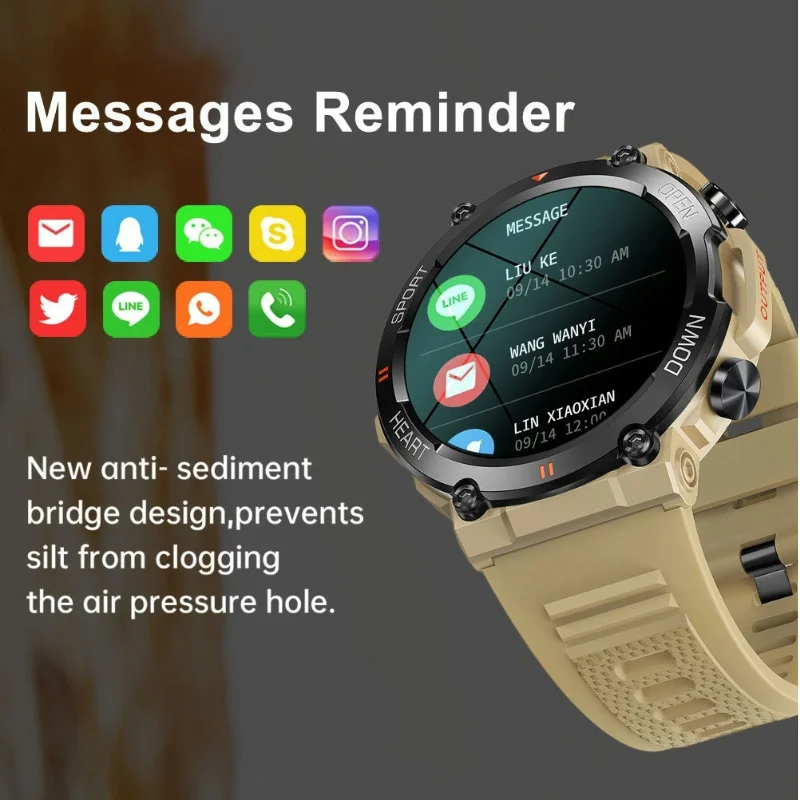 Outdoor Smartwatch MD56 Fit com Android e iOS Bluetooth Watch 1,39 polegadas Full Touch Screen GPS Posicionamento Vários Esportes