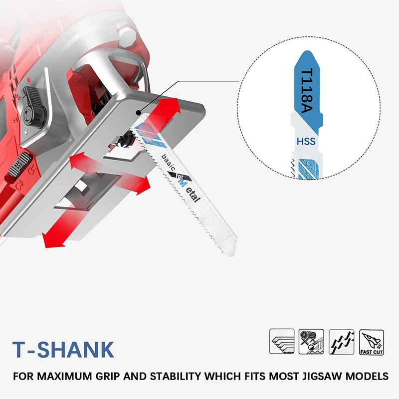 5Pcs/set  HSS T118A Jig Saw Blades Wood Metal Fast Cutting Reciprocating Saw Blade AP16 High Carbon Steel Jig Saw Blades