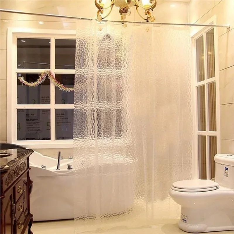 180x180cm 3D Bathroom Bath Shower Curtain Transparent Thicker Waterproof Curtain EVA Transparent Waterproof Curtain