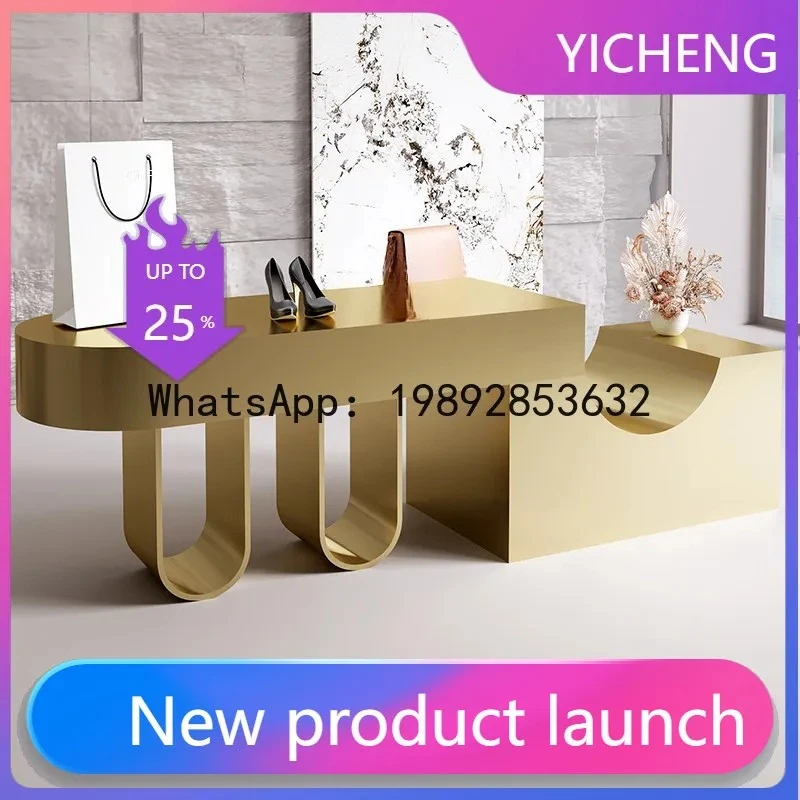 QQ Clothing Store Island Counter Flow Counter Stainless Steel Storage Counter Buyer's Store Shoe and Bag Display Table