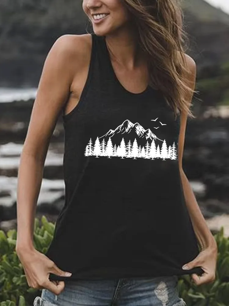 Hiking Women's Tank Top Vintage Camping Adventure Nature Lovers Gifts Tanks Tops Fun Mountain Ladies Sleeveless Tee Vest
