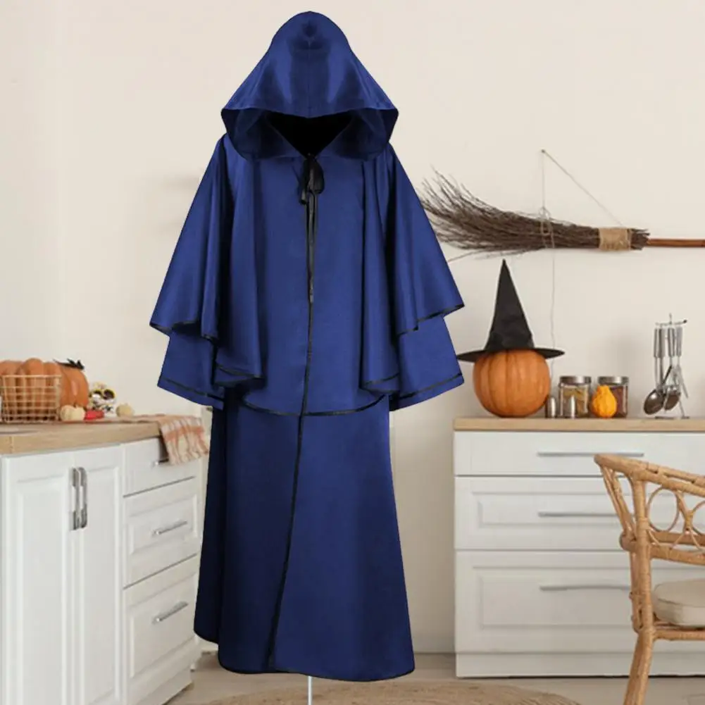 Halloween Witch Cloak Traje para adultos e crianças, capa de cosplay com capuz, Death Cloak, festa de carnaval, performance medieval