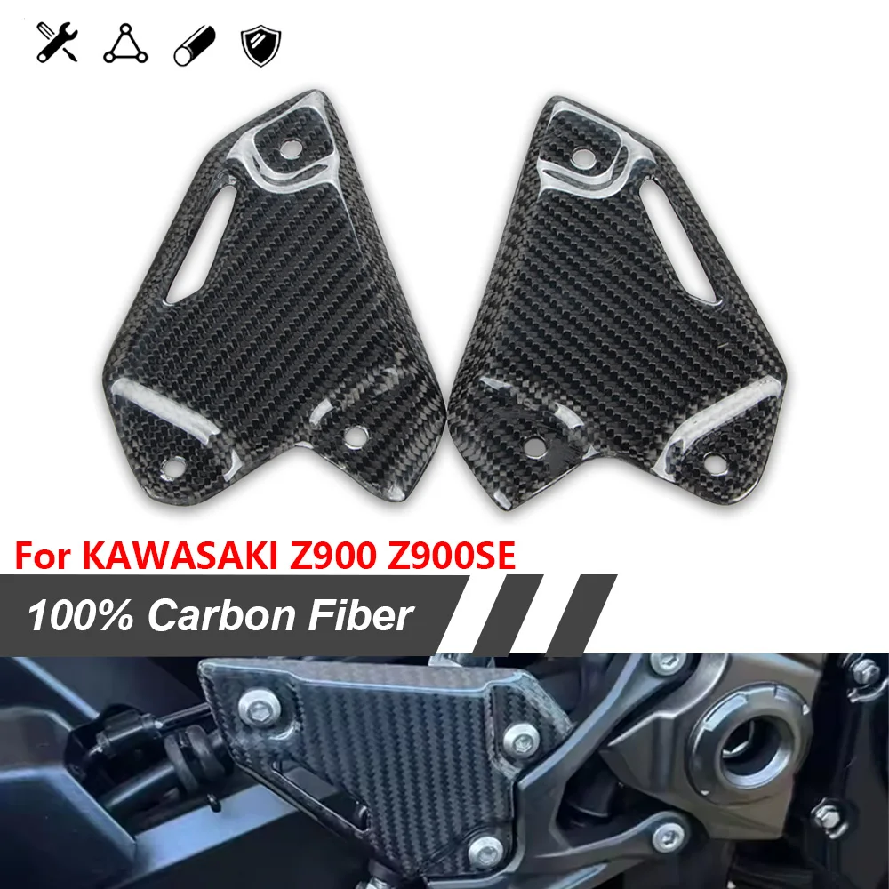 

Z900 Carbon Fiber Motorcycle Accessories Footrest Heel Guard Cover For KAWASAKI Z900 2017-2024 Rearsets Foot Rest Peg Protector