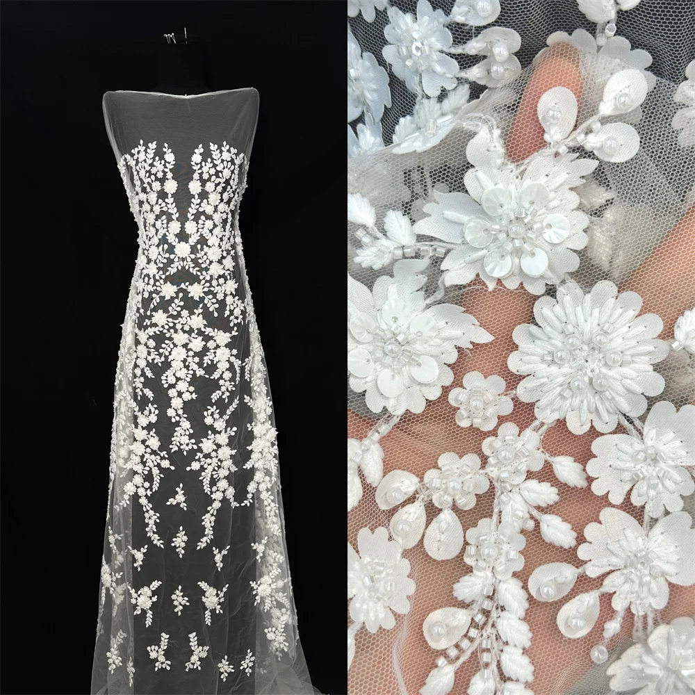 

Africa Nigerian Beaded French Mesh Lace With Sequins High Quality 2025 Embroidery Lace Sequins Lace For Wedding Dresses Women