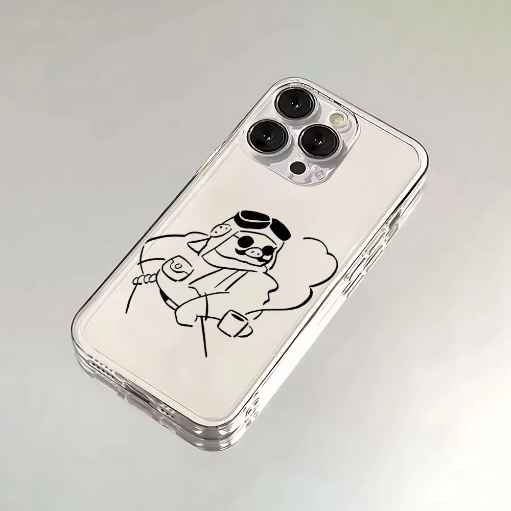 حافظة هاتف على شكل خنزير أحمر رائع من كارتون لاين لهاتف آيفون 16,15,14,13,12,11 Plus,Pro,Max,XR,XS,Plus,E,غطاء ناعم شفاف صغير