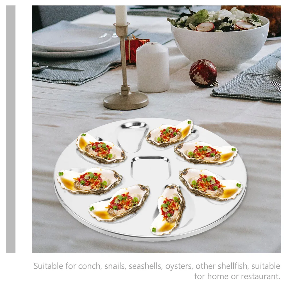 

2pcs Stainless Steel Oyster Plate Reusable Multi-Function Serving Tray Dishwasher Safe Kitchen Accessory For Shellfish