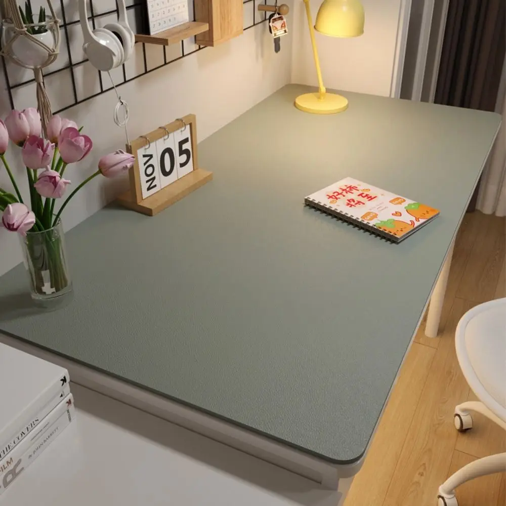Waterproof PU Leather Table Cover Anti-slip Eye-Protective Oilproof Table Cloths Stain Resistant Pure Color Computer Desk Mat
