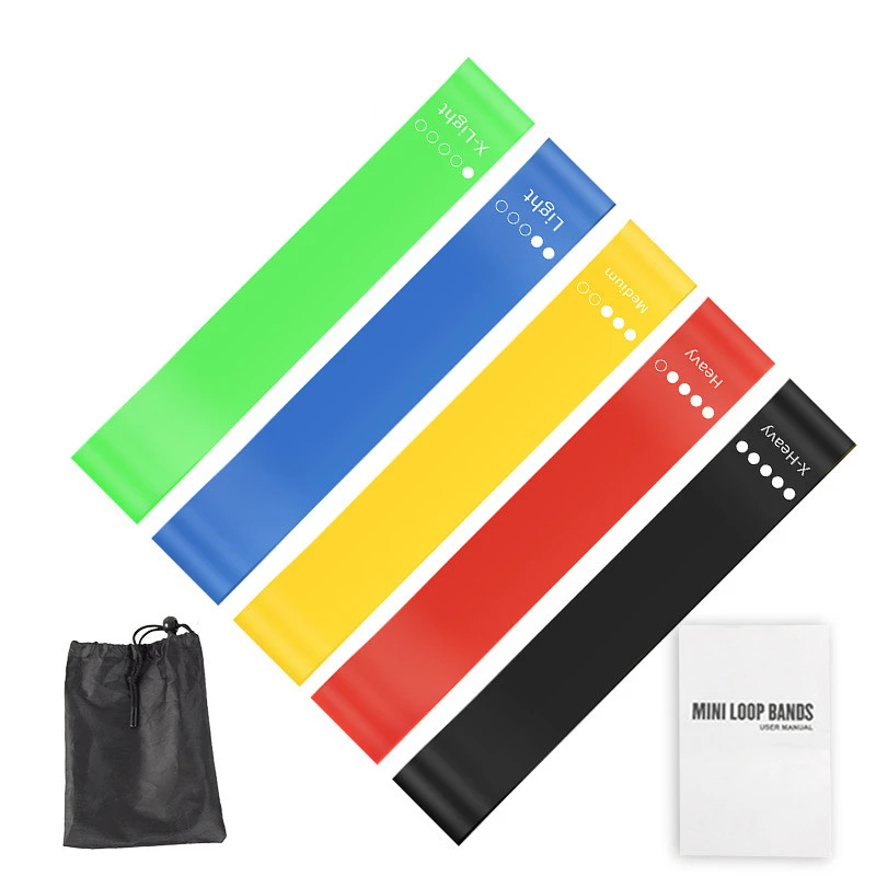 Juego de 5 Bandas de Resistencia de TPE con Bolsa de Almacenamiento y Manual, Bandas Elásticas para Yoga, Pilates, Entrenamiento de Fuerza, Gimnasio en Casa