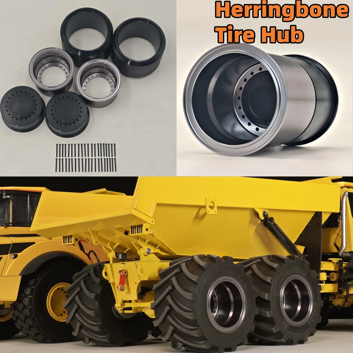 Metalen Visgraat Band Hub JDM-198H Dump Truck Voor 14 Tamiya RC Lesu Scania 770S Man Actros Speelgoed auto DIY Speelgoed Onderdelen