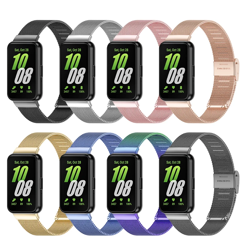 UTHAI Metal Strap For Samsung Galaxy Fit 3 Smart Watch Bracelet Stainless Steel Magnetic Three Beads Watchband