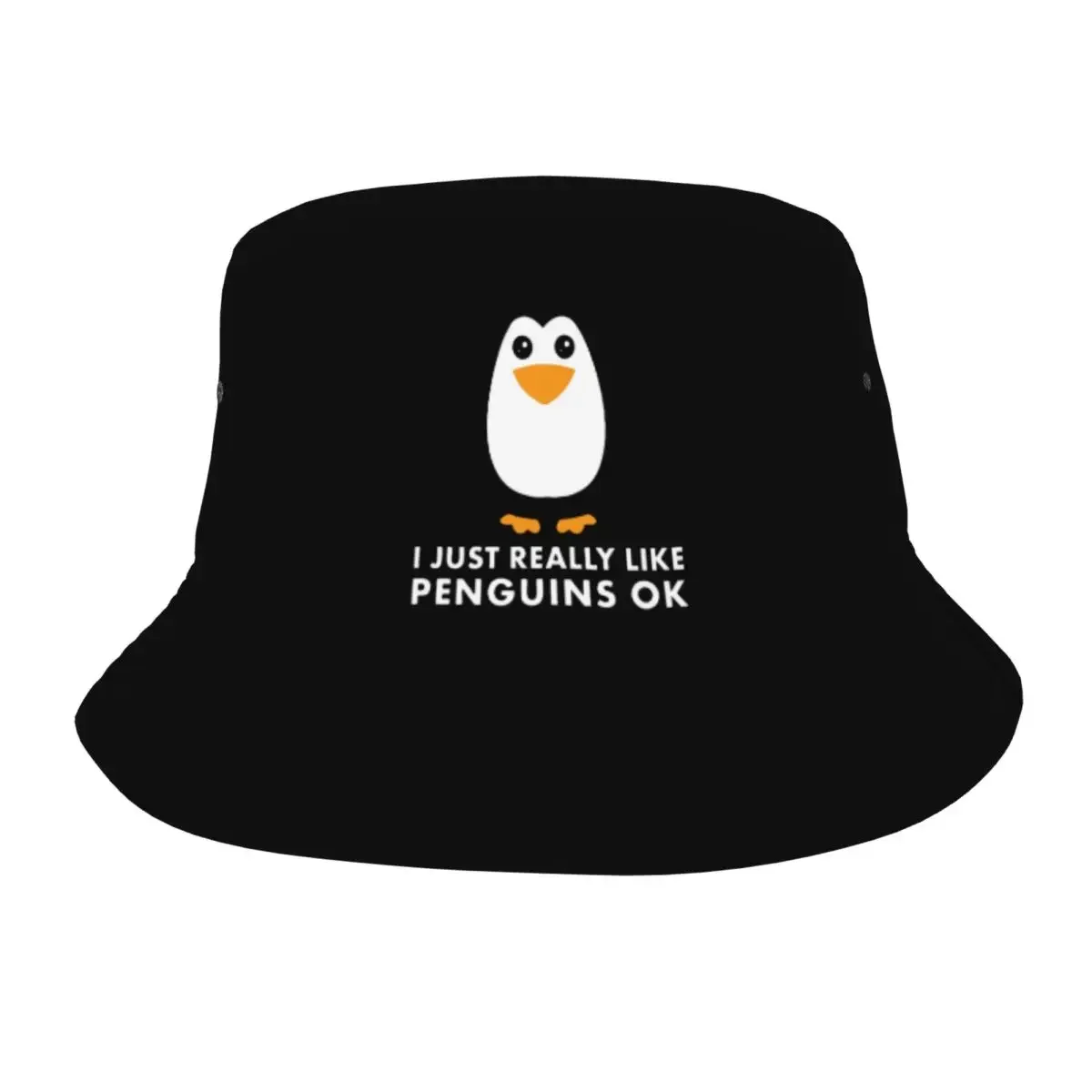 I Just Really Like Penguins OK Bucket Hats Vocation Getaway Penguin Cartoon Animal Fishing Caps for Hiking Girl Panama Hat