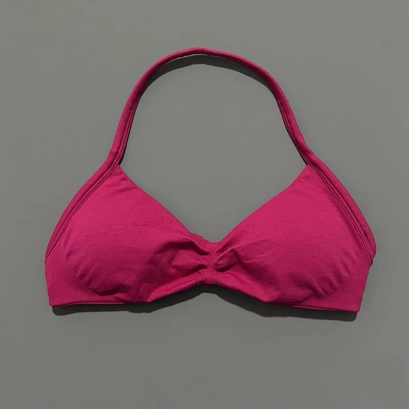 Sport-BH mit dünnen Trägern für Damen – Hoher Halt, nahtlos, Neckholder-Design, Scrunch-Effekt, für Workout & Yoga, mit Polstern – Detail 28
