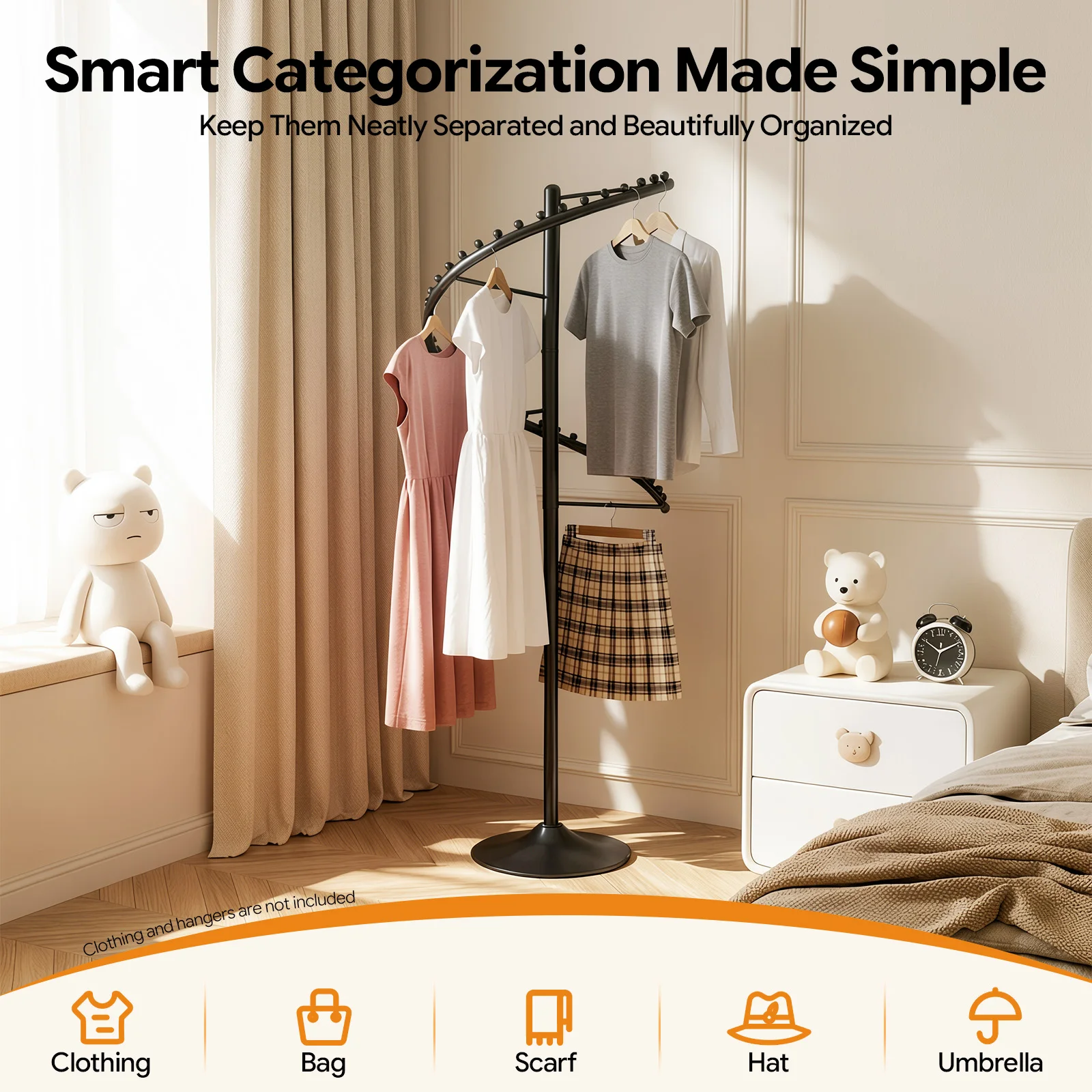 NEWEST Spiral Rotating Clothing Rack 360° Retail Garment Rack 38 Ball Heavy Duty Black for Store Bedroom Living Room