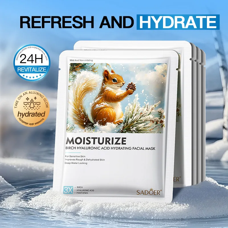 

SADOER Birch Hyaluronic Acid Hydrating Brightening Sheet Face Mask Vegan Herbal Korean Nourishing Beauty Skin Care Facial
