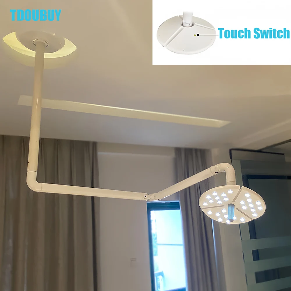 High Brightness Ceiling LED Shadowless Lamp Touch Switch, 70W/80W Surgical Light for Dental Cosmetic Veterinary Examination