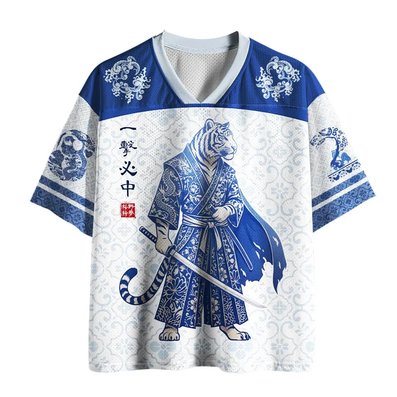 2026 new unisex mesh T-shirt V-neck lightweight breathable polyester mesh retro nostalgic printed casual sportswear