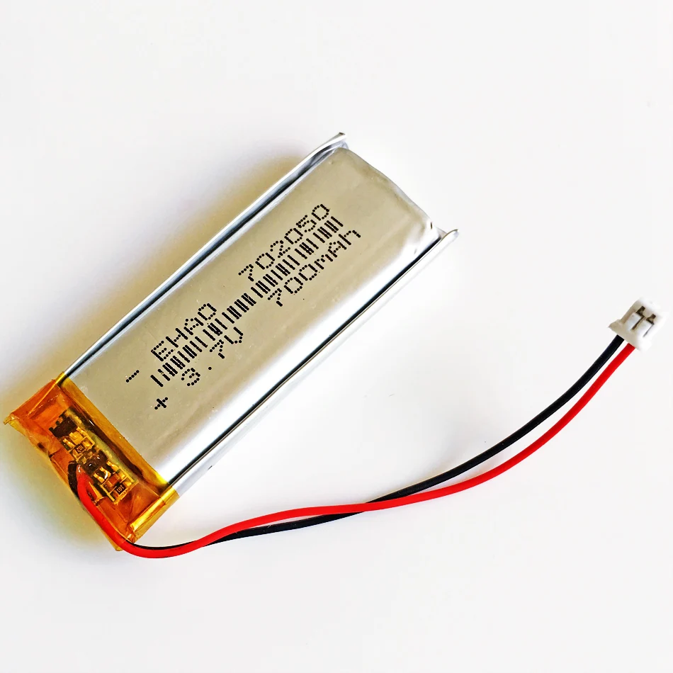 3.7V 700mAh Rechargeable Lipo Battery JST 1.25 Polymer Lithium Cells 702050 For MP3 MP4 GPS DVD Bluetooth Recorder E-book Camera