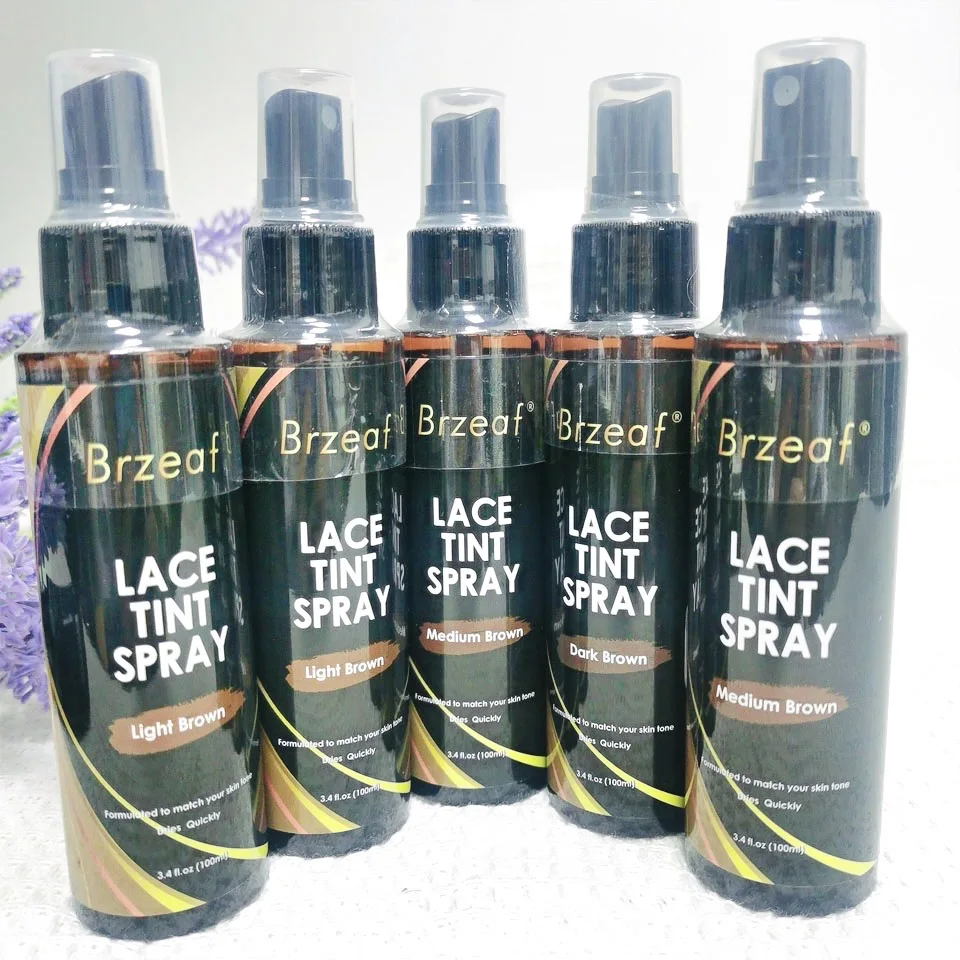 Brzeaf spray de matiz de renda para perucas de renda marrom escuro marrom claro médio spray de matiz de renda para fechos, perucas e fechamento frontal