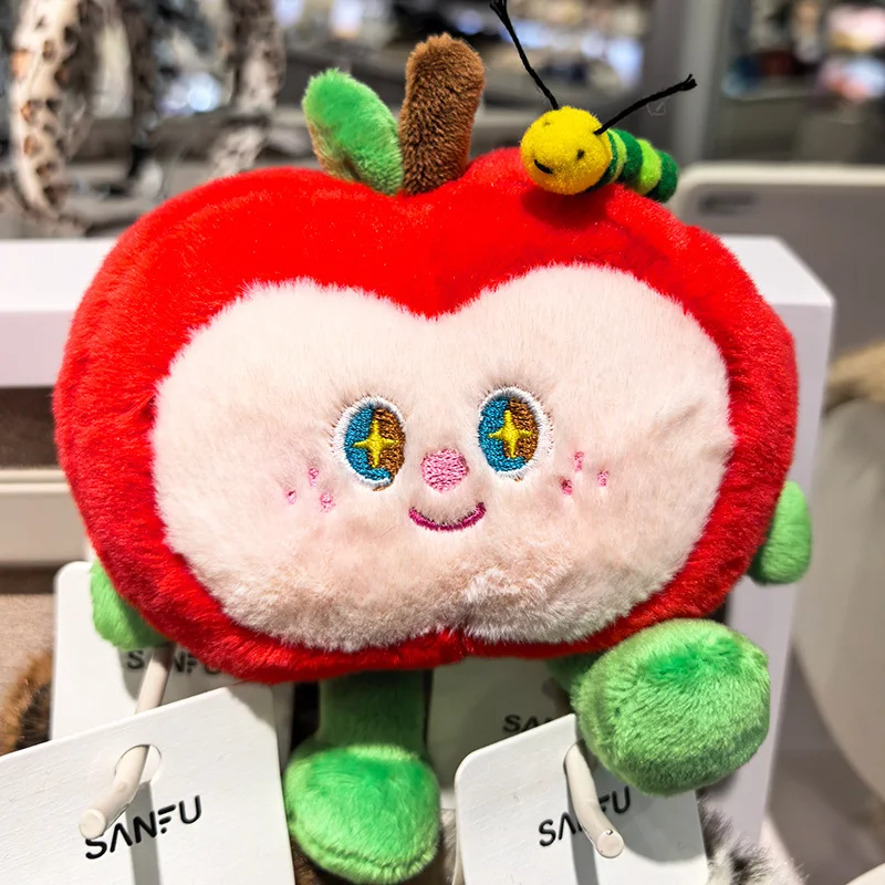 16 سنتيمتر التفاح الأحمر لطيف مع دودة أفخم كيرينغ محشوة الساقين الخضراء الفاكهة قلادة الإنسان الشكل بلوشي الإكسسوارات هدية #3