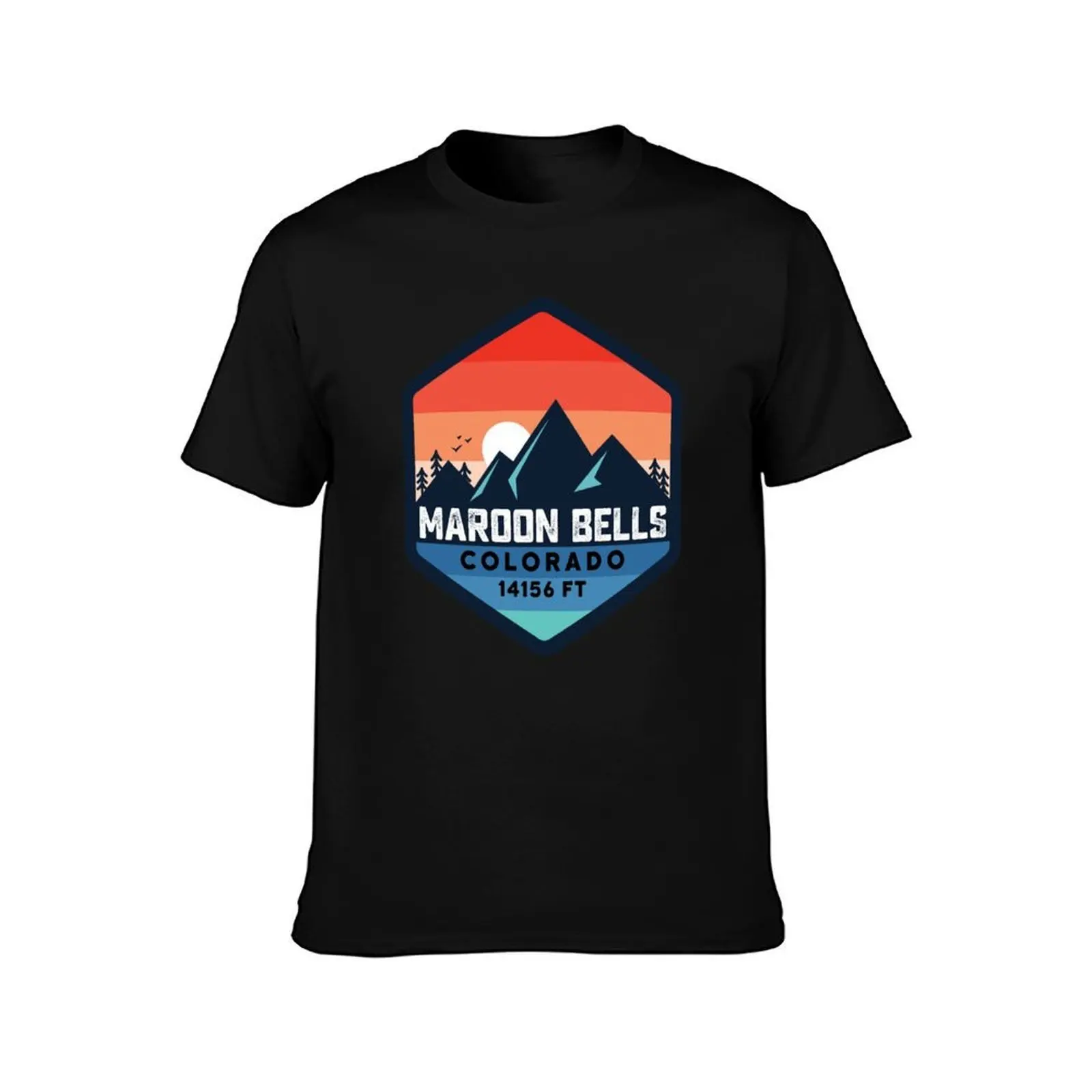 maroon bells mountain colorado mount summit peak T-Shirt, Summer Casual Cotton Tee, Oversized Streetwear Tops, Unisex Men Women