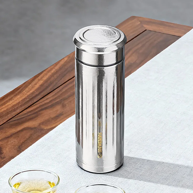 400ml Business Pure Titanium Thermal Water Bottle With Tea Strainer,Double-layer Vacuum Drinkware,Portable Office/Car Thermos