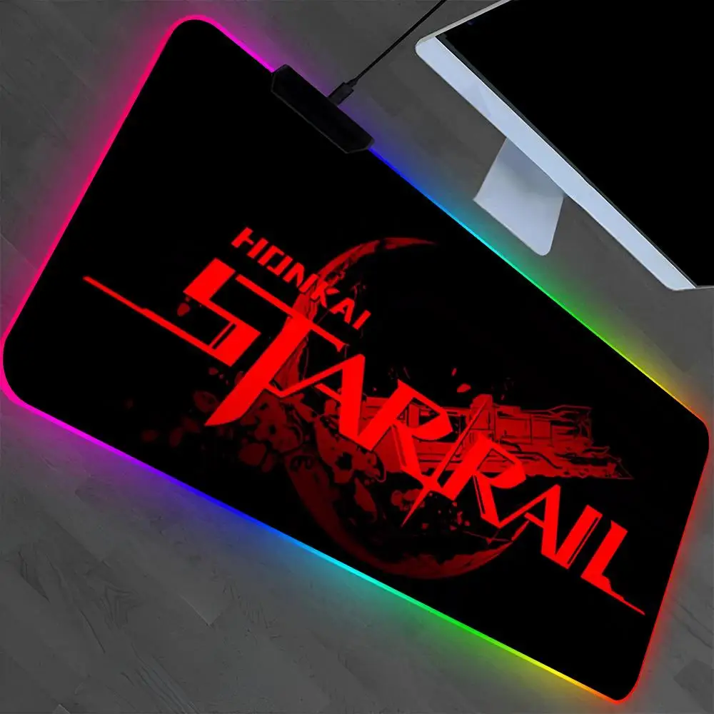 

Logo Honkai Star Rail Cyrene Mouse Pad Laptop Mat Gaming RGB Anime Mousepad Backlit Gamer Girl Cartoon Table Pads Deskpad