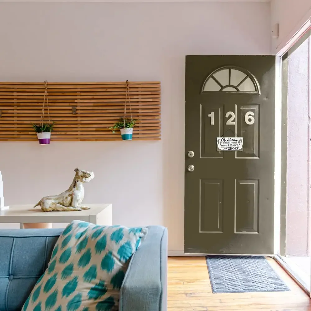 Wood Decor Please Remove Your Shoes Sign No Shoes Sign for Home Porch Hanging Plaque Welcome Please Remove Your Shoes
