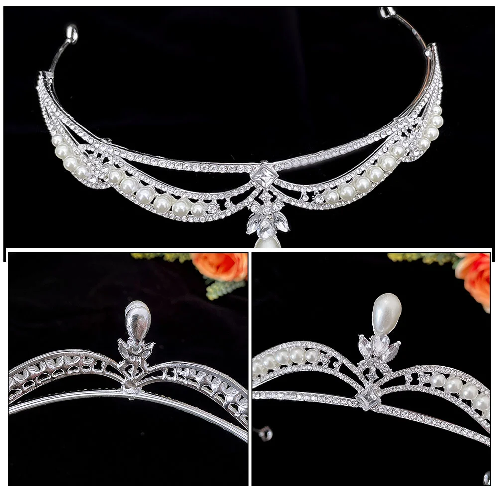 Pérola tiara coroa bandana feminino nupcial strass moda casamento decorativo strass hairband para festa de menina