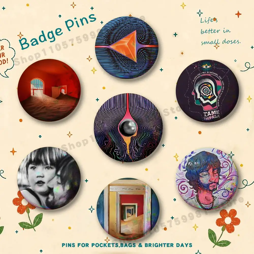 T-Tame Impala K-Kevin Parker Badges Cartoon Character Pins Brooch for Bag Shoes Decoration Jewelry Gifts