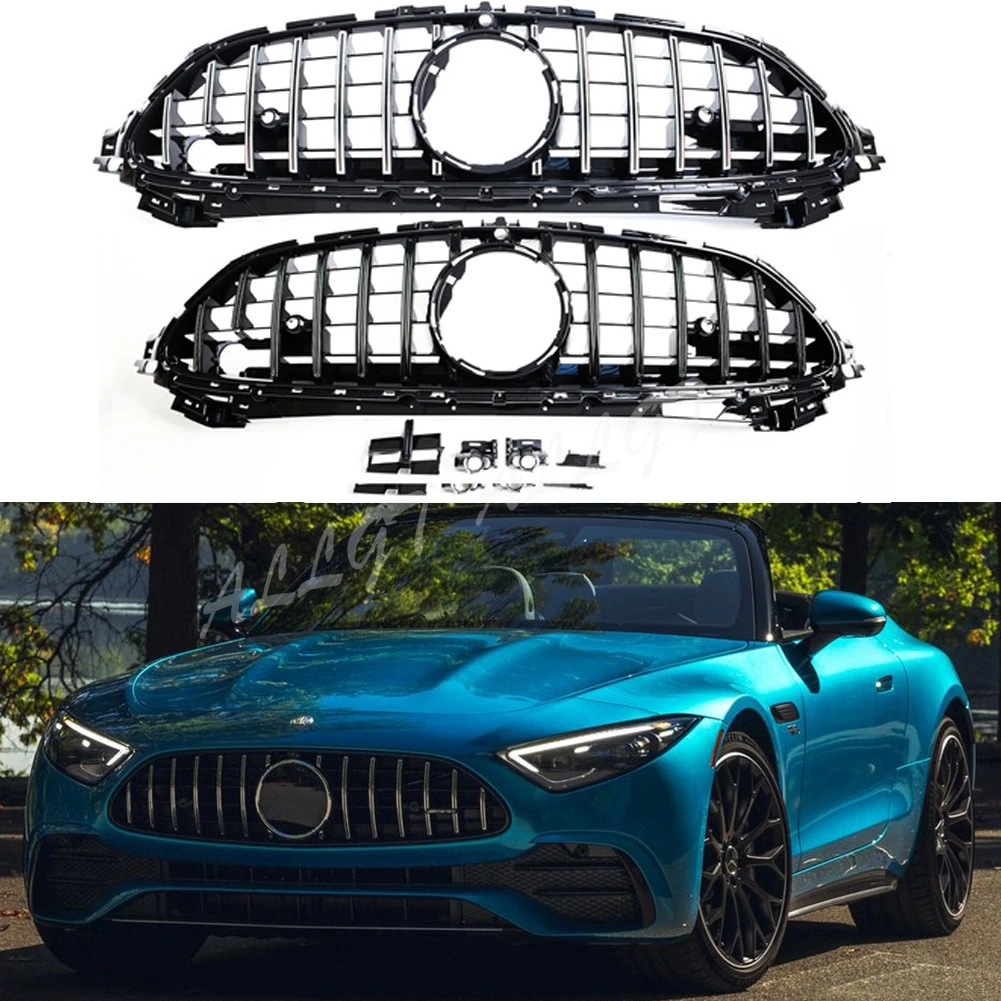 Front Racing Facelift Radiator Billet Bumper Grille Upper Cover For Mercedes-Benz R231 SL-Class 2024+