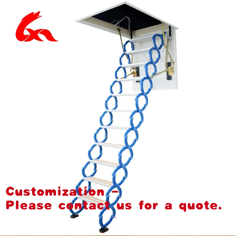 

Customize.Longyu Hot Sale Modern Design Telescopic Attic Ladder Auto Pull Down Folding Stairs with 300KGS Load Capacity Vill