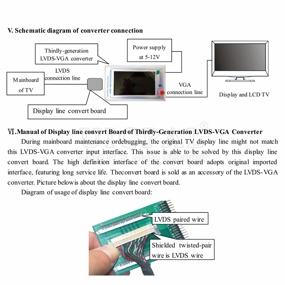 TV160 6th Mainboard Converter 4.3 Inch Display Screen for Repair LCD TV Test Tools Original 6 Generation LVDS to VGA Converter