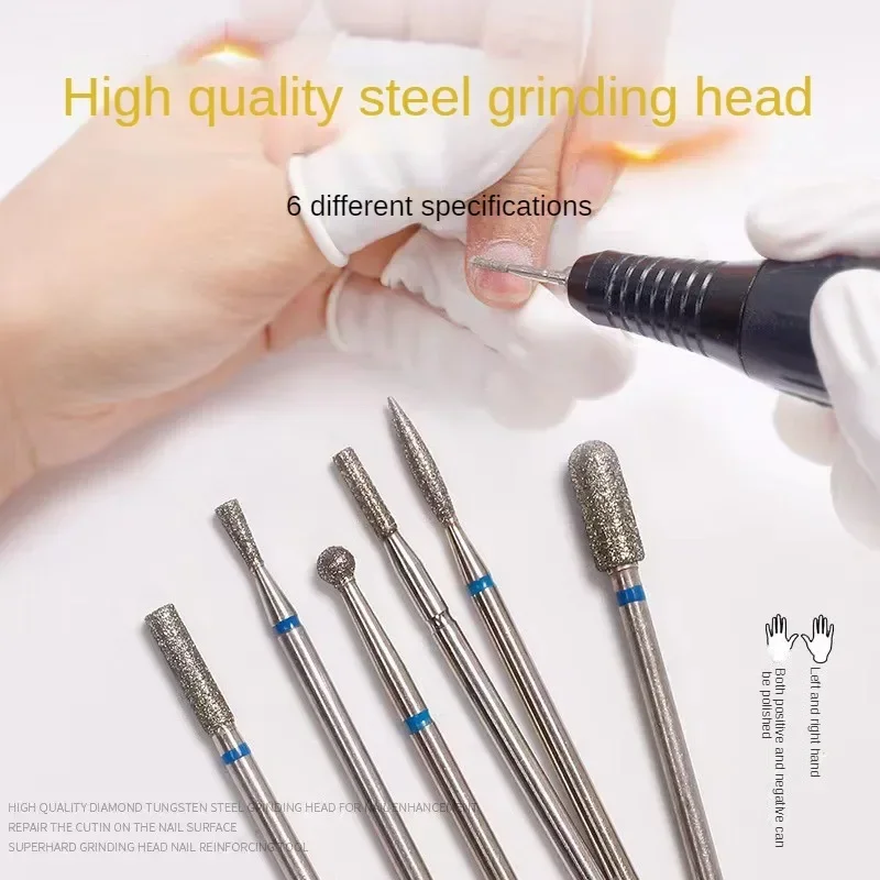 6Pcs Nail Cone Tip Diamond Drill Bits Electric Cuticle Clean Rotary for Manicure Pedicure Grinding Head Sander Tool