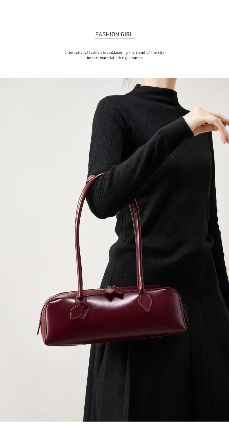 2026 Koreanische Luxus-Tasche Vintage Lange Schultertasche Handtaschen Damen Unterarmtasche Einkaufstasche Echtledertasche Damenhandtasche – Detail 5