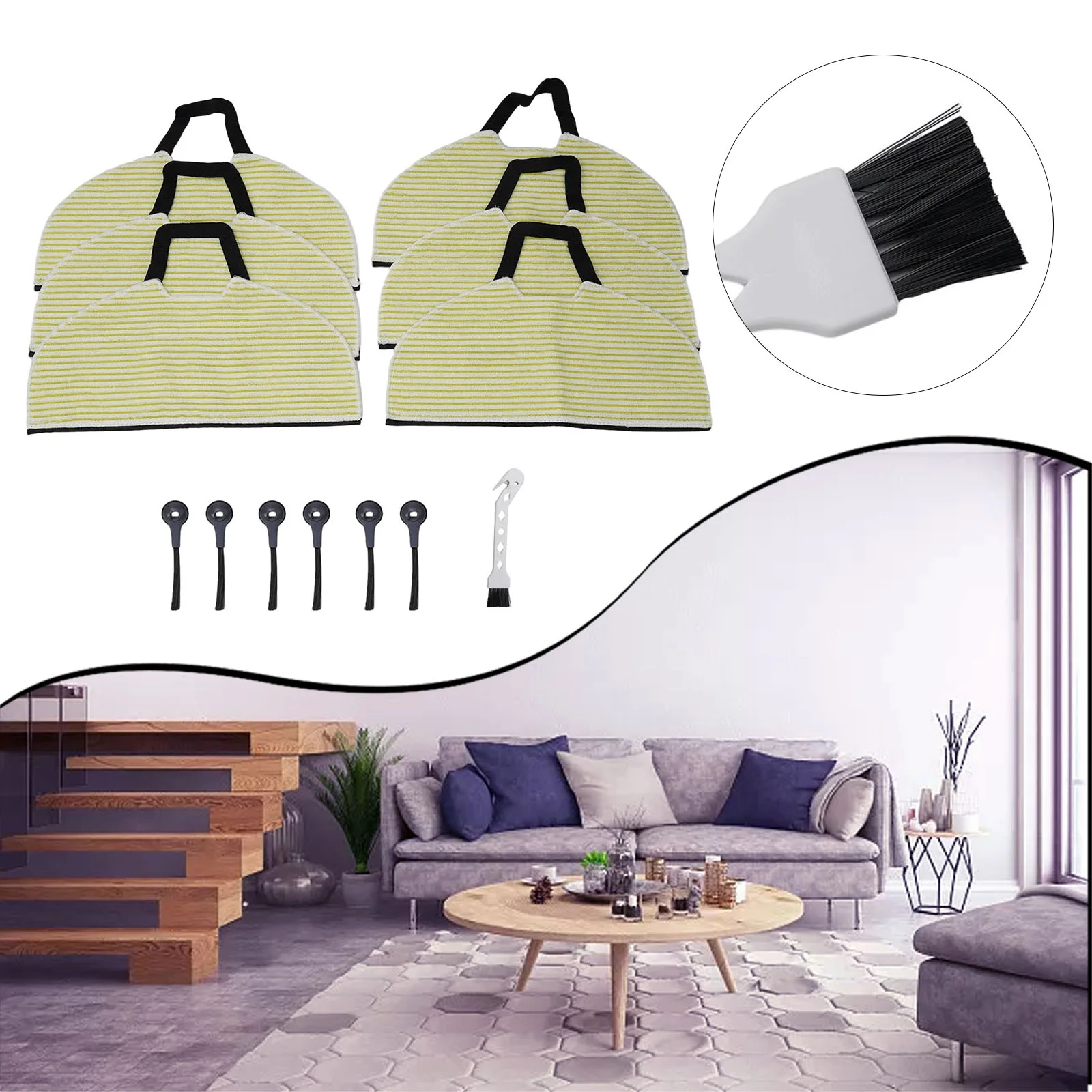Premium Reusable Microfiber Pad and Side Brush Set for Shark AV2610WA Superior Water Absorption and Durability