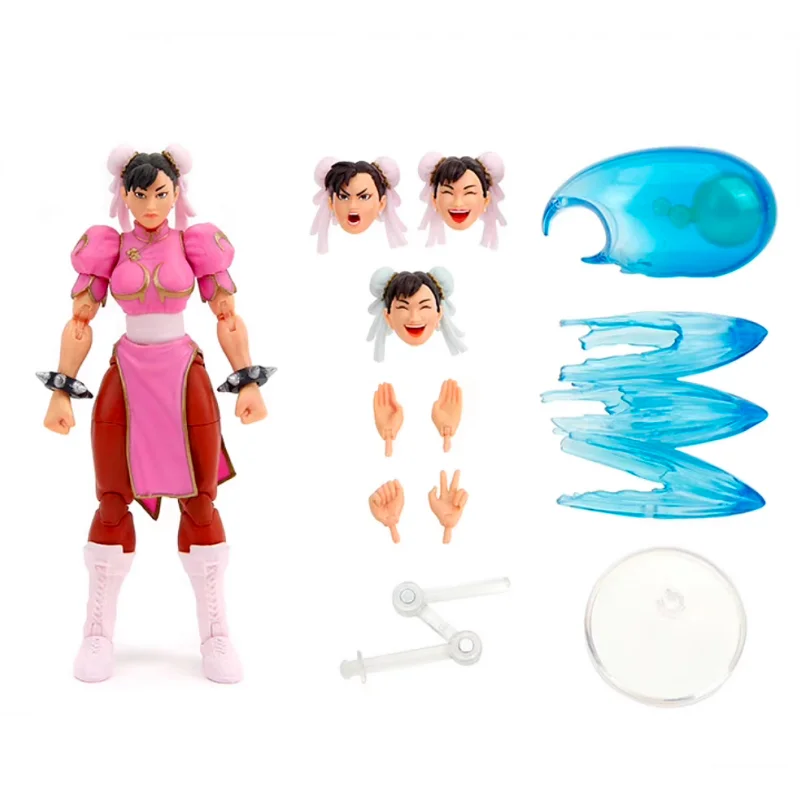 ชุดคอลเลกชั่นอะนิเมะ1/12 jada Chunli ชุดตุ๊กตาขยับแขนขาได้สีน้ำเงินแดงของขวัญ