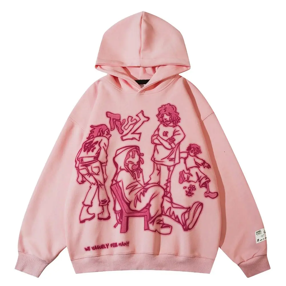 

Aelfric Eden Mens Graphic Oversized Hoodie Cartoon Character Print Streetwear Casual hoodies y2k Hooded Sweatshirt