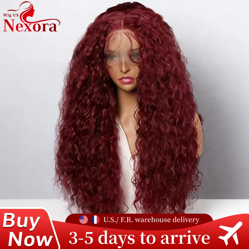 

Deep Wave Burgundy 13x6 Hd Lace Frontal Human Hair Wig Curly Human Hair Wig 99j 30 Inch 13x4 Hd Lace Wig Water Wave For Women