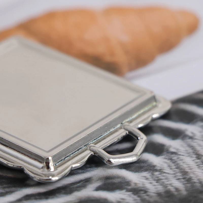 ▶1:12 Dollhouse Miniature Silver Metal Tea Coffee Tray Tableware Set