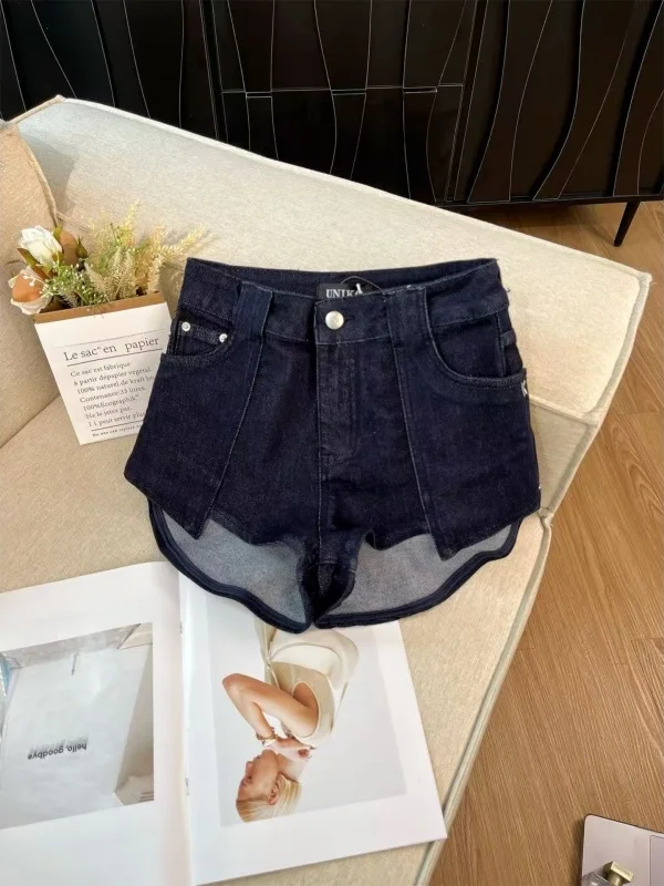 Retro Workwear Denim Shorts for Women Casual Chic Hot Pants Korean Style Commute Fashion Summer Breathable Skin-Friendly
