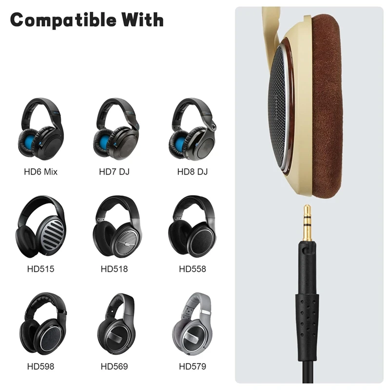 كابل صوت بديل لسلك HD8 DJ لـ HD6 Mix، HD7 DJ، HD8 DJ، HD515، 2.5 مم إلى 3.5 مم سلك Aux مع محول 6.35-ABLA #1