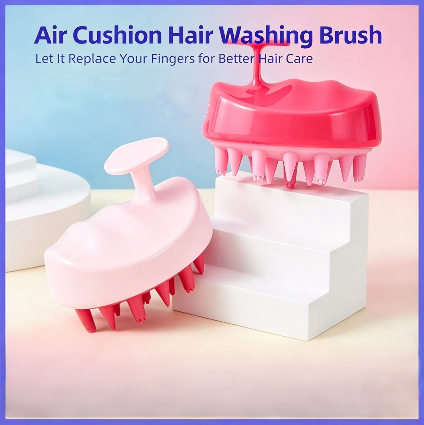 Silicone Scalp Massage Shampoo Brush with Handle Soft Round Bristles Hair Scrubber for Deep Cleansing Use Shower Hair Washing