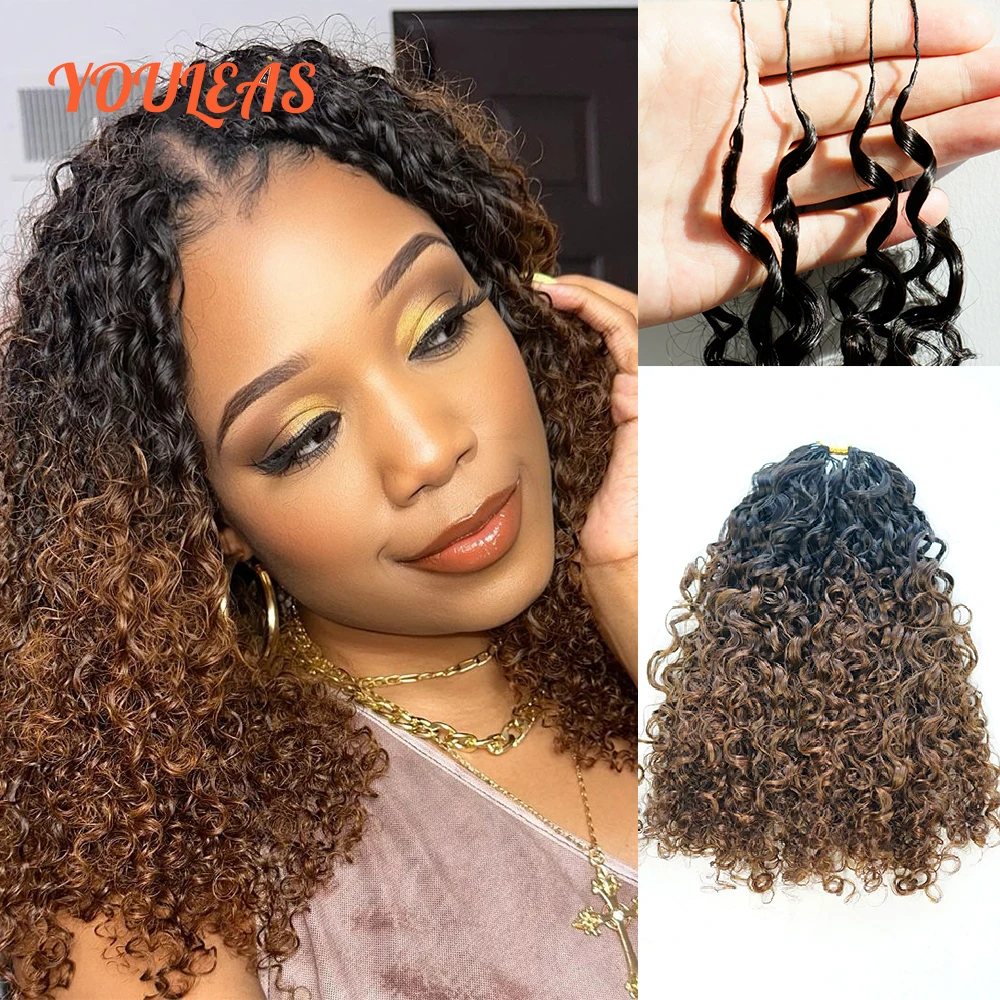 

Цвет омбре, бирманские вьющиеся перья, вязанные крючком волосы, предварительно разделенные бирманские вьющиеся волосы без узлов, 100% наращивание человеческих волос