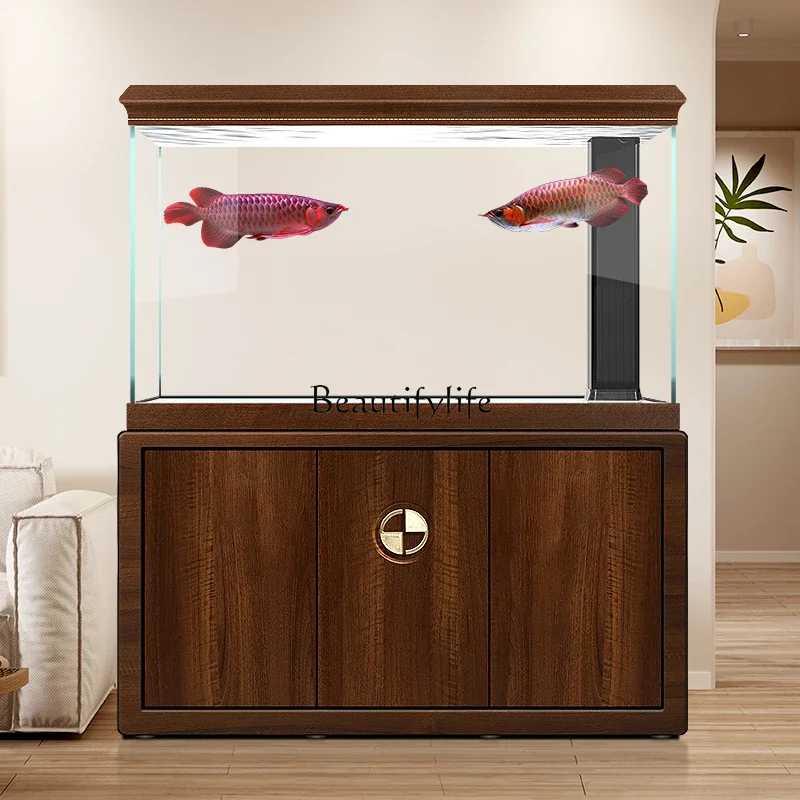 Fish tank living room large ecological bottom filter smart aquarium ultra-white entrance screen