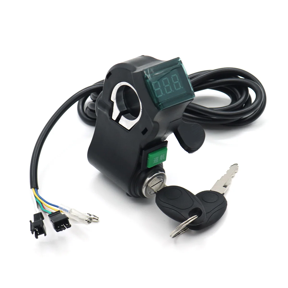 Electric Scooter Thumb Throttle with Key Lock LCD Display Cruising Switch Electric Bicycle E-bike Handlebar Throttle Accelerator