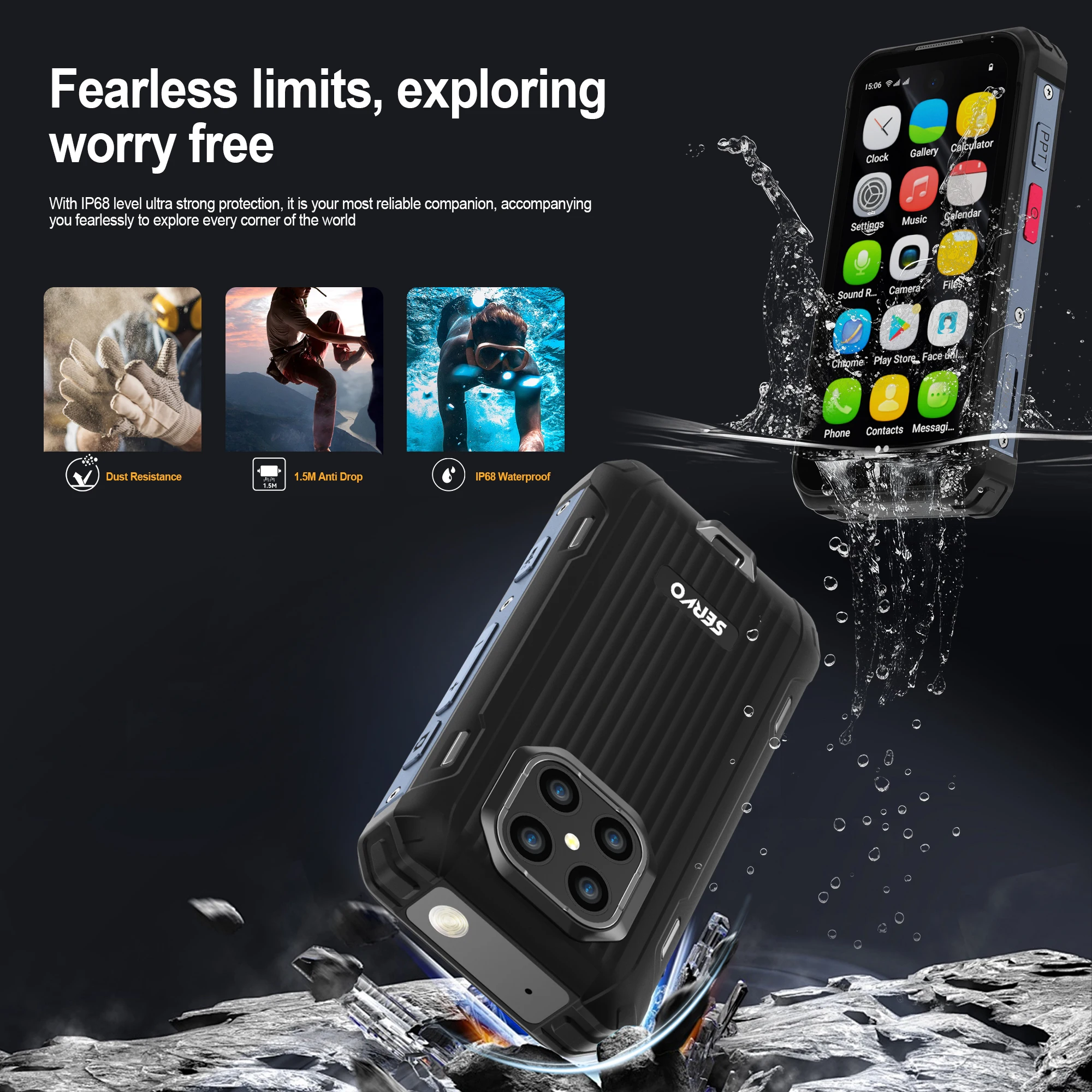 SERVO TANK500 Android Mini Rugged Smartphone 4G LTE RAM 6GB ROM 128GB Camera 13MP PTT Intercom IP68 Waterproof Small Smart Phone