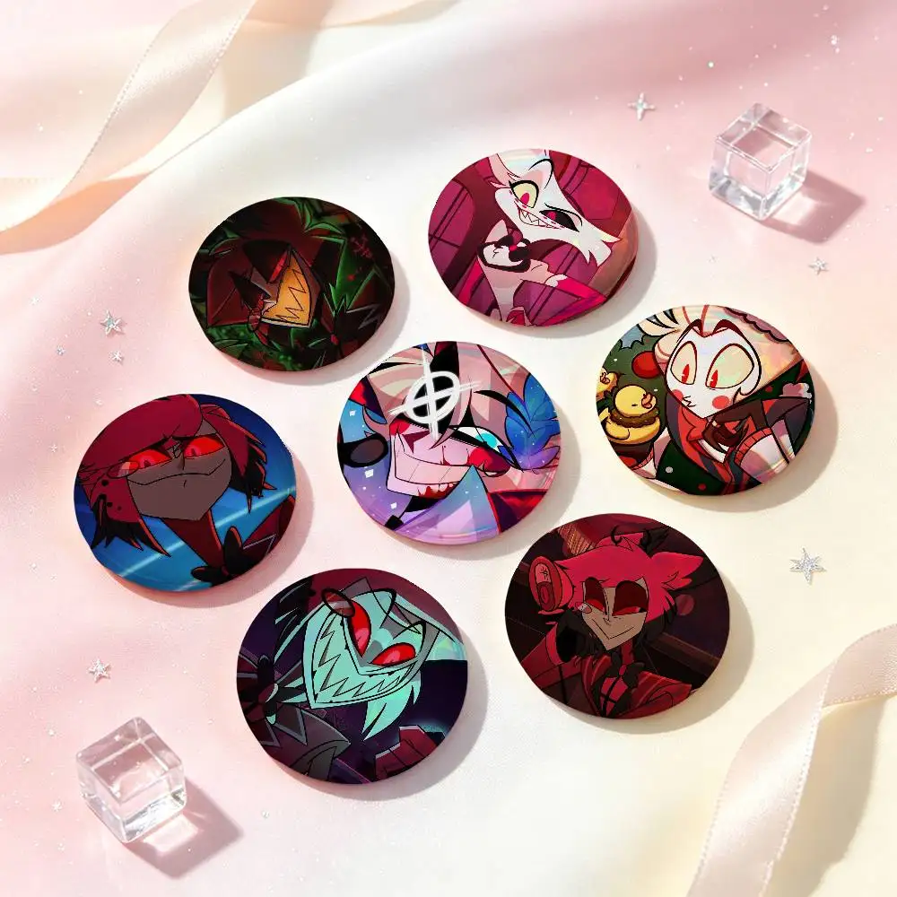 Cartoon Alastor Angel Badges 25 32 44 58 75 Mm Round Cosplay Pin Bag Decor Fans Collect Friends Gifts Brooch Souvenir