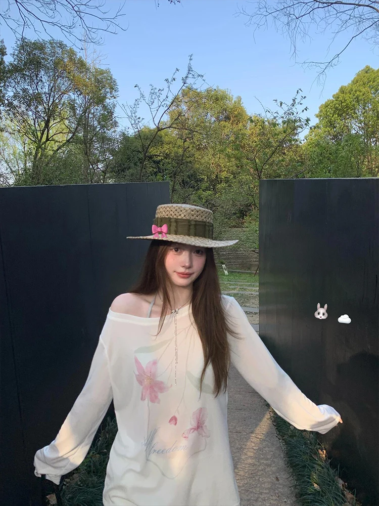 

Long Sleeve T-Shirts Womens Stylish Ruffle Tops Slim Fit Comfortable Autumn Street Korean Aesthetic Feminine Trendy Ins Style