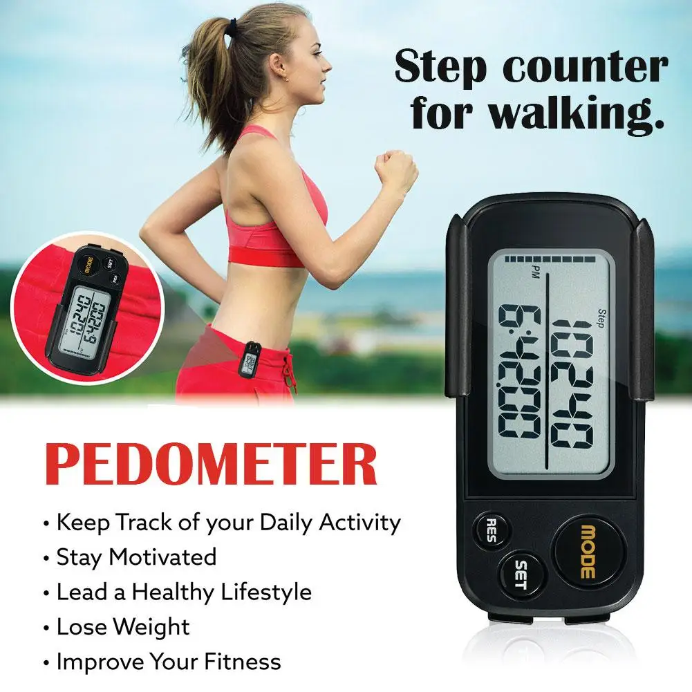 1PC Pedometer Step Walking 3D Digital Pedometers Steps Watch Women Pocket Stopwatch Exercise Step Miles Counter Electronic K8S0