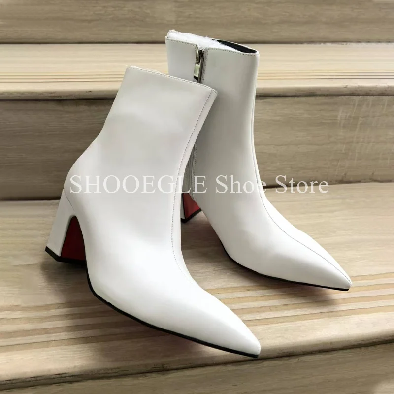 Pointy Classic High-heeled Men\'s Boots Black Winter Boots Retro Style Ankle Boots Zipper Casual Boots High-top Shoes For Men